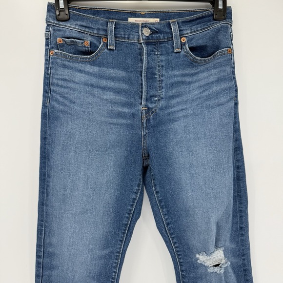 Levis Wedgie Jeans Women's 29 Blue Straight Premium 501 Medium Wash Button Fly - Picture 2 of 11